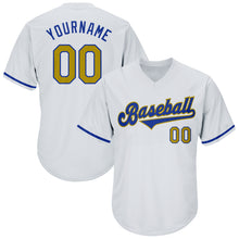 Load image into Gallery viewer, Custom White Old Gold-Royal Authentic Throwback Rib-Knit Baseball Jersey Shirt