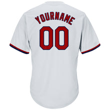 Load image into Gallery viewer, Custom White Red-Navy Authentic Throwback Rib-Knit Baseball Jersey Shirt
