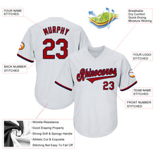 Load image into Gallery viewer, Custom White Red-Navy Authentic Throwback Rib-Knit Baseball Jersey Shirt