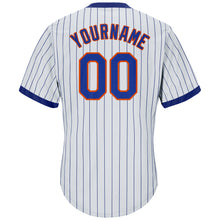 Load image into Gallery viewer, Custom White Royal Strip Royal-Orange Authentic Throwback Rib-Knit Baseball Jersey Shirt