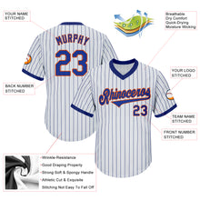 Load image into Gallery viewer, Custom White Royal Strip Royal-Orange Authentic Throwback Rib-Knit Baseball Jersey Shirt