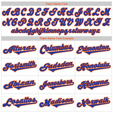 Load image into Gallery viewer, Custom White Royal Strip Royal-Orange Authentic Throwback Rib-Knit Baseball Jersey Shirt