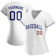 Load image into Gallery viewer, Custom White Royal-Red Authentic Baseball Jersey