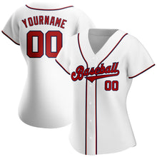 Load image into Gallery viewer, Custom White Red-Navy Authentic Baseball Jersey