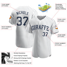 Load image into Gallery viewer, Custom White Navy Strip Navy Authentic Baseball Jersey