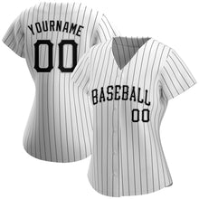 Load image into Gallery viewer, Custom White Black Strip Black-Gray Authentic Baseball Jersey