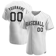 Load image into Gallery viewer, Custom White Black Strip Black-Gray Authentic Baseball Jersey
