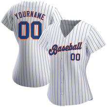 Load image into Gallery viewer, Custom White Royal Strip Royal-Orange Authentic Baseball Jersey