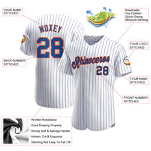 Load image into Gallery viewer, Custom White Royal Strip Royal-Orange Authentic Baseball Jersey