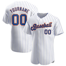 Load image into Gallery viewer, Custom White Royal Strip Royal-Orange Authentic Baseball Jersey