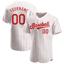 Load image into Gallery viewer, Custom White Red Strip Red-White Authentic Baseball Jersey