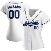 Load image into Gallery viewer, Custom White Navy-Powder Blue Authentic Baseball Jersey