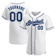 Load image into Gallery viewer, Custom White Navy-Powder Blue Authentic Baseball Jersey