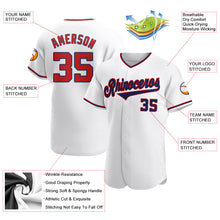 Load image into Gallery viewer, Custom White Red-Navy Authentic Baseball Jersey