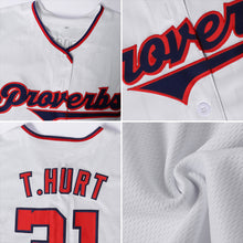 Load image into Gallery viewer, Custom White Red-Navy Authentic Baseball Jersey
