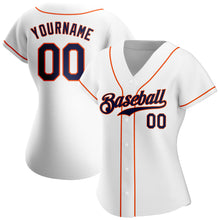 Load image into Gallery viewer, Custom White Navy-Orange Authentic Baseball Jersey