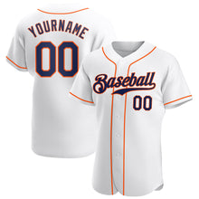 Load image into Gallery viewer, Custom White Navy-Orange Authentic Baseball Jersey