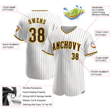 Load image into Gallery viewer, Custom White Brown Strip Brown-Gold Authentic Baseball Jersey
