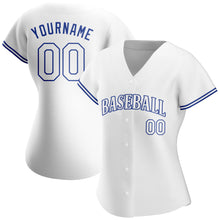 Load image into Gallery viewer, Custom White White-Royal Authentic Baseball Jersey