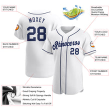 Load image into Gallery viewer, Custom White Navy Authentic Baseball Jersey