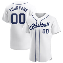 Load image into Gallery viewer, Custom White Navy Authentic Baseball Jersey