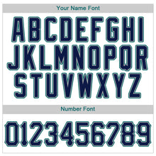 Load image into Gallery viewer, Custom White Navy-Aqua Authentic Baseball Jersey