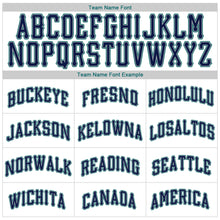 Load image into Gallery viewer, Custom White Navy-Aqua Authentic Baseball Jersey
