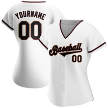Load image into Gallery viewer, Custom White Black-Crimson Authentic Baseball Jersey