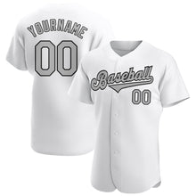 Load image into Gallery viewer, Custom White Gray-Black Authentic Baseball Jersey