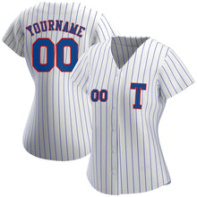 Load image into Gallery viewer, Custom White Royal Strip Royal-Red Authentic Baseball Jersey