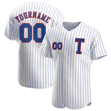 Load image into Gallery viewer, Custom White Royal Strip Royal-Red Authentic Baseball Jersey