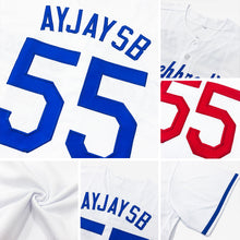 Load image into Gallery viewer, Custom White Royal-Red Authentic Baseball Jersey