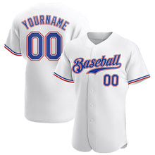 Load image into Gallery viewer, Custom White Royal-Red Authentic Baseball Jersey