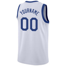 Load image into Gallery viewer, Custom White Royal-Red Round Neck Rib-Knit Basketball Jersey