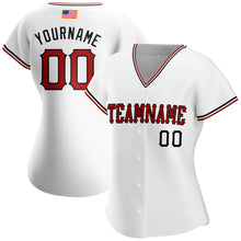 Load image into Gallery viewer, Custom White Red-Black Authentic American Flag Fashion Baseball Jersey