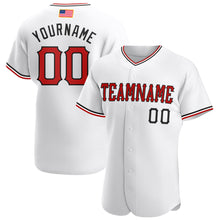 Load image into Gallery viewer, Custom White Red-Black Authentic American Flag Fashion Baseball Jersey