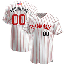 Load image into Gallery viewer, Custom White Red Strip Red-Black Authentic American Flag Fashion Baseball Jersey