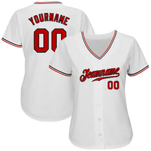 Load image into Gallery viewer, Custom White Red-Black Authentic Baseball Jersey