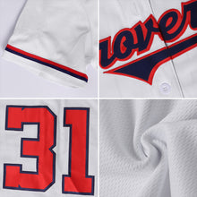 Load image into Gallery viewer, Custom White Red-Black Authentic Baseball Jersey
