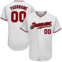 Load image into Gallery viewer, Custom White Red-Black Authentic Baseball Jersey