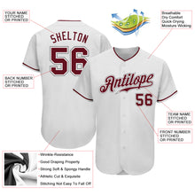 Load image into Gallery viewer, Custom White Crimson-Gray Authentic Baseball Jersey