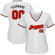 Load image into Gallery viewer, Custom White Red-Black Authentic Baseball Jersey