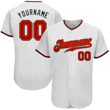 Load image into Gallery viewer, Custom White Red-Black Authentic Baseball Jersey
