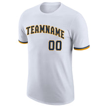 Load image into Gallery viewer, Custom White Navy-Gold Performance T-Shirt