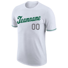 Load image into Gallery viewer, Custom White Kelly Green-Gray Performance T-Shirt