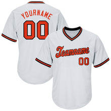 Load image into Gallery viewer, Custom White Orange-Black Authentic Throwback Rib-Knit Baseball Jersey Shirt
