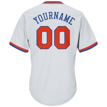 Load image into Gallery viewer, Custom White Orange-Royal Authentic Throwback Rib-Knit Baseball Jersey Shirt