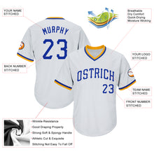 Load image into Gallery viewer, Custom White Royal-Gold Authentic Throwback Rib-Knit Baseball Jersey Shirt