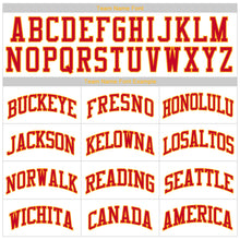 Load image into Gallery viewer, Custom White Red-Gold Authentic Throwback Rib-Knit Baseball Jersey Shirt