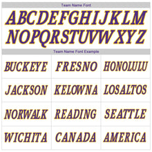 Load image into Gallery viewer, Custom White Purple-Gold Authentic Throwback Rib-Knit Baseball Jersey Shirt